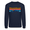 Steamboat, Colorado Sweatshirt - Retro Mountain & Birds Steamboat Crewneck Sweatshirt - navy