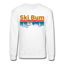 Ski Bum Sweatshirt - Retro Mountain & Birds Ski Bum Crewneck Sweatshirt - white