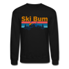 Ski Bum Sweatshirt - Retro Mountain & Birds Ski Bum Crewneck Sweatshirt - black