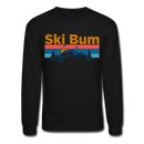 Ski Bum Sweatshirt - Retro Mountain & Birds Ski Bum Crewneck Sweatshirt - black