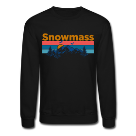 Snowmass, Colorado Sweatshirt - Retro Mountain & Birds Snowmass Crewneck Sweatshirt - black