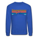 Snowmass, Colorado Sweatshirt - Retro Mountain & Birds Snowmass Crewneck Sweatshirt - royal blue