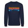 Snowmass, Colorado Sweatshirt - Retro Mountain & Birds Snowmass Crewneck Sweatshirt - navy