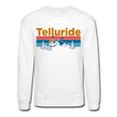 Telluride, Colorado Sweatshirt - Retro Mountain & Birds Telluride Crewneck Sweatshirt - white