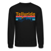 Telluride, Colorado Sweatshirt - Retro Mountain & Birds Telluride Crewneck Sweatshirt - black