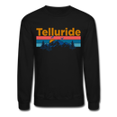 Telluride, Colorado Sweatshirt - Retro Mountain & Birds Telluride Crewneck Sweatshirt - black