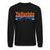 Telluride, Colorado Sweatshirt - Retro Mountain & Birds Telluride Crewneck Sweatshirt - black