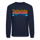 Telluride, Colorado Sweatshirt - Retro Mountain & Birds Telluride Crewneck Sweatshirt - navy