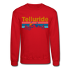 Telluride, Colorado Sweatshirt - Retro Mountain & Birds Telluride Crewneck Sweatshirt - red