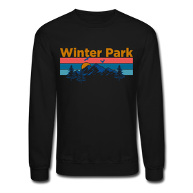 Winter Park, Colorado Sweatshirt - Retro Mountain & Birds Winter Park Crewneck Sweatshirt - black
