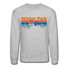 Winter Park, Colorado Sweatshirt - Retro Mountain & Birds Winter Park Crewneck Sweatshirt - heather gray