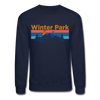 Winter Park, Colorado Sweatshirt - Retro Mountain & Birds Winter Park Crewneck Sweatshirt - navy