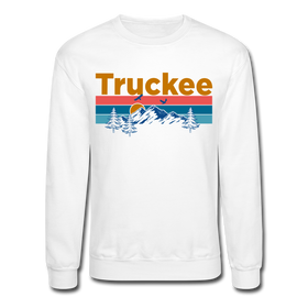 Truckee, California Sweatshirt - Retro Mountain & Birds Truckee Crewneck Sweatshirt - white