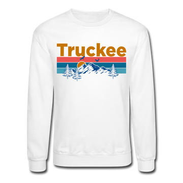 Truckee, California Sweatshirt - Retro Mountain & Birds Truckee Crewneck Sweatshirt - white