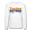 Truckee, California Sweatshirt - Retro Mountain & Birds Truckee Crewneck Sweatshirt - white