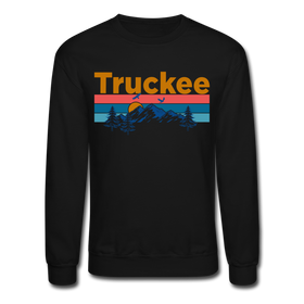 Truckee, California Sweatshirt - Retro Mountain & Birds Truckee Crewneck Sweatshirt - black
