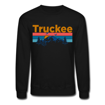 Truckee, California Sweatshirt - Retro Mountain & Birds Truckee Crewneck Sweatshirt - black
