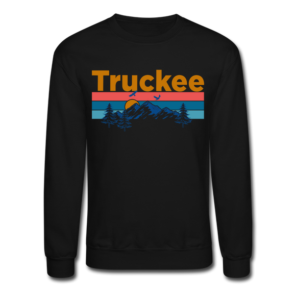 Truckee, California Sweatshirt - Retro Mountain & Birds Truckee Crewneck Sweatshirt - black