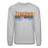 Truckee, California Sweatshirt - Retro Mountain & Birds Truckee Crewneck Sweatshirt - heather gray