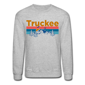 Truckee, California Sweatshirt - Retro Mountain & Birds Truckee Crewneck Sweatshirt - heather gray