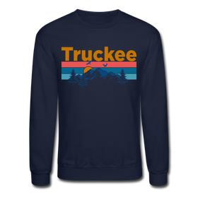 Truckee, California Sweatshirt - Retro Mountain & Birds Truckee Crewneck Sweatshirt - navy