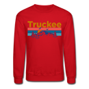 Truckee, California Sweatshirt - Retro Mountain & Birds Truckee Crewneck Sweatshirt - red