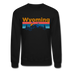 Wyoming Sweatshirt - Retro Mountain & Birds Wyoming Crewneck Sweatshirt - black
