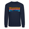 Wyoming Sweatshirt - Retro Mountain & Birds Wyoming Crewneck Sweatshirt - navy