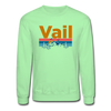 Vail, Colorado Sweatshirt - Retro Mountain & Birds Vail Crewneck Sweatshirt - lime