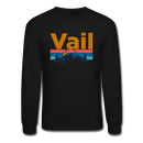 Vail, Colorado Sweatshirt - Retro Mountain & Birds Vail Crewneck Sweatshirt - black