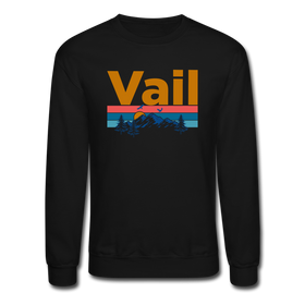 Vail, Colorado Sweatshirt - Retro Mountain & Birds Vail Crewneck Sweatshirt - black
