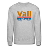 Vail, Colorado Sweatshirt - Retro Mountain & Birds Vail Crewneck Sweatshirt - heather gray