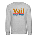 Vail, Colorado Sweatshirt - Retro Mountain & Birds Vail Crewneck Sweatshirt - heather gray