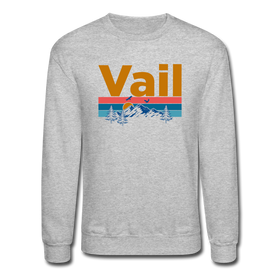 Vail, Colorado Sweatshirt - Retro Mountain & Birds Vail Crewneck Sweatshirt - heather gray