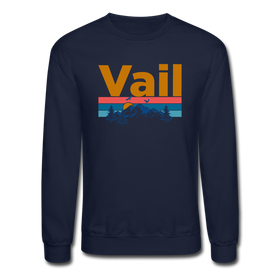Vail, Colorado Sweatshirt - Retro Mountain & Birds Vail Crewneck Sweatshirt - navy