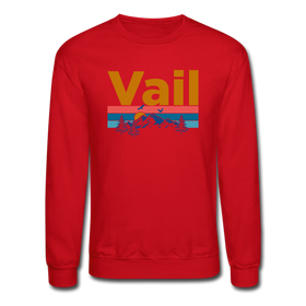 Vail, Colorado Sweatshirt - Retro Mountain & Birds Vail Crewneck Sweatshirt - red
