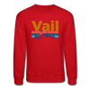 Vail, Colorado Sweatshirt - Retro Mountain & Birds Vail Crewneck Sweatshirt - red