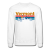 Vermont Sweatshirt - Retro Mountain & Birds Vermont Crewneck Sweatshirt - white