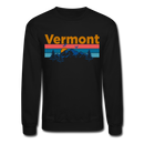 Vermont Sweatshirt - Retro Mountain & Birds Vermont Crewneck Sweatshirt - black