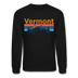 Vermont Sweatshirt - Retro Mountain & Birds Vermont Crewneck Sweatshirt - black