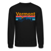 Vermont Sweatshirt - Retro Mountain & Birds Vermont Crewneck Sweatshirt - black