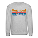 Vermont Sweatshirt - Retro Mountain & Birds Vermont Crewneck Sweatshirt - heather gray