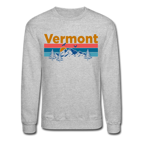 Vermont Sweatshirt - Retro Mountain & Birds Vermont Crewneck Sweatshirt - heather gray
