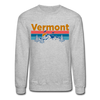 Vermont Sweatshirt - Retro Mountain & Birds Vermont Crewneck Sweatshirt - heather gray
