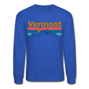 Vermont Sweatshirt - Retro Mountain & Birds Vermont Crewneck Sweatshirt - royal blue