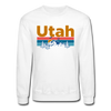 Utah Sweatshirt - Retro Mountain & Birds Utah Crewneck Sweatshirt - white