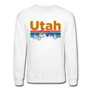 Utah Sweatshirt - Retro Mountain & Birds Utah Crewneck Sweatshirt - white