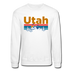Utah Sweatshirt - Retro Mountain & Birds Utah Crewneck Sweatshirt - white