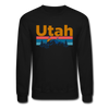 Utah Sweatshirt - Retro Mountain & Birds Utah Crewneck Sweatshirt - black