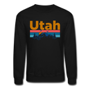 Utah Sweatshirt - Retro Mountain & Birds Utah Crewneck Sweatshirt - black